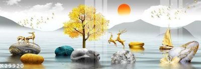 File in trần File gốc in tranh tổng hợp K29920 (bản gốc 3D) sống động