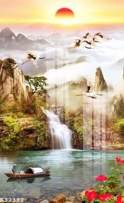 File gốc File gốc in tranh tổng hợp K32392 (in lụa) họa tiết 3D