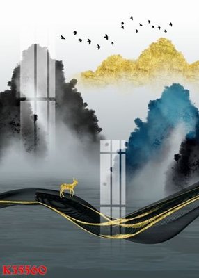 File gốc File gốc in tranh tổng hợp K35560 (in lụa) tranh phong thủy