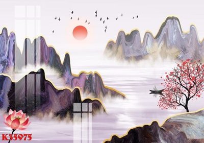 File gốc File gốc in tranh tổng hợp K35975 (in lụa) tranh phong thủy