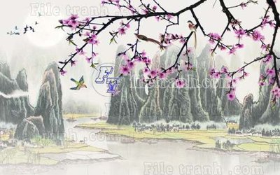 Tải file File gốc in tranh tổng hợp tường nền K40225 (gốc) chủ đề hoa sen