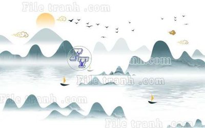 File gốc File gốc in tranh tổng hợp tường nền K40424 (in lụa) tranh phong thủy