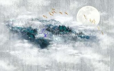 File in trần File gốc in tranh tổng hợp tường nền K40492 (bản gốc) mây trời