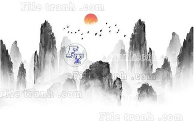 File tranh File gốc in tranh tổng hợp tường nền K40505 (file gốc) chủ đề phong thủy