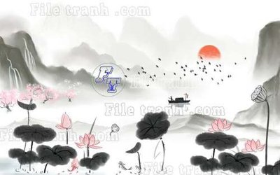 File in lụa File gốc in tranh tổng hợp tường nền K40706 (phong cảnh) File gốc in tranh tổng hợp tường nền K40706