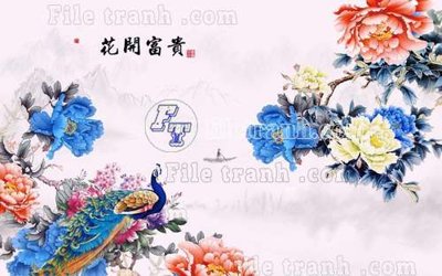 File gốc File gốc in tranh tổng hợp tường nền K40765 (in lụa) tranh phong thủy