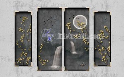 Chi tiết file gốc File gốc in tranh tổng hợp tường nền K40906 (cho in tráng gương)