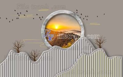 File gốc File gốc in tranh tổng hợp tường nền K41248 (in lụa) tranh mã đáo