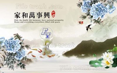 File gốc File gốc in tranh tổng hợp tường nền K44171 (in lụa) hoa văn cổ điển