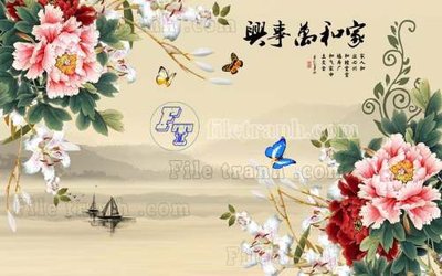 File tranh File gốc in tranh tổng hợp tường nền K45092 (file gốc) chủ đề phong thủy