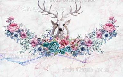 File tranh File tranh gốc dán tường hươu nai sừng K47000 (gốc) chủ đề thành phố