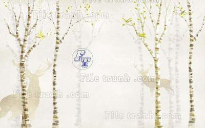 File tranh File tranh gốc dán tường hươu nai sừng K47007 (bản gốc) treo phòng ăn