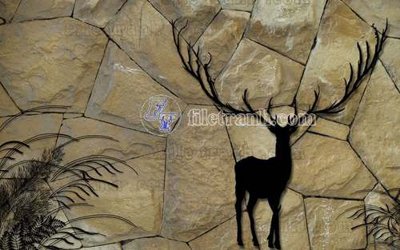 File gốc File tranh gốc dán tường hươu nai sừng K47020 (in lụa) hoa văn cổ điển