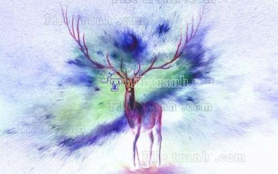 File gốc File tranh gốc dán tường hươu nai sừng K47022 (in lụa) hoa văn cổ điển