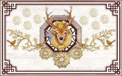 File in ấn File tranh gốc dán tường hươu nai sừng K47023 chuyên nghiệp