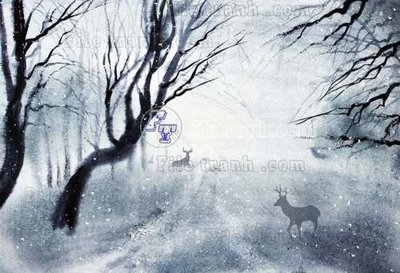 File tranh File tranh gốc dán tường hươu nai sừng K47035 (ảnh gốc) độ nét vượt trội