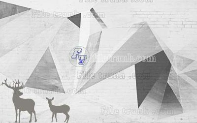 File tranh File tranh gốc dán tường hươu nai sừng K47051 (file gốc) chuẩn màu in