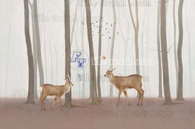 Tải về hình ảnh gốc File tranh gốc dán tường hươu nai sừng K47056 sắc nét