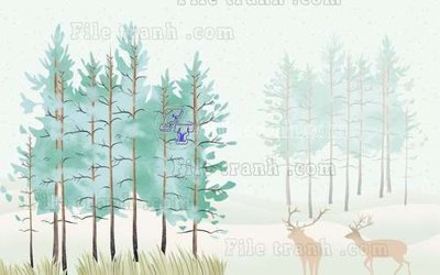 File tranh File tranh gốc dán tường hươu nai sừng K47066 (ảnh gốc) không bị mờ