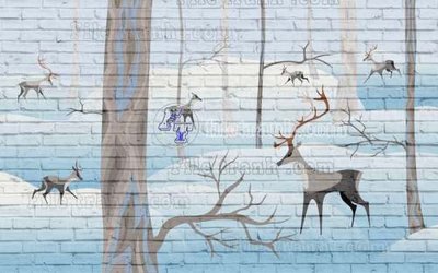 File gốc File tranh gốc dán tường hươu nai sừng K47067 (cho in ấn) từ kho Filetranh