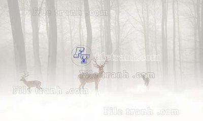 File gốc File tranh gốc dán tường hươu nai sừng K47083 (cho in UV) siêu nét