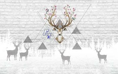 File in trần File tranh gốc dán tường hươu nai sừng K47087 (bản gốc) hoa văn