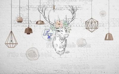File gốc File tranh gốc dán tường hươu nai sừng K47092 (trang trí) phòng trẻ em