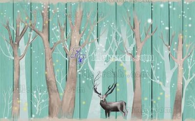 File tranh gốc File tranh gốc dán tường hươu nai sừng K47102 (bản đẹp) độc quyền