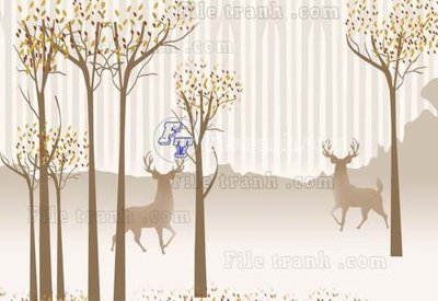 File gốc File tranh gốc dán tường hươu nai sừng K47104 (phong cách) châu Âu