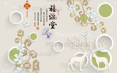 Tệp tin gốc File tranh gốc dán tường hươu nai sừng K47107 (chất lượng) File tranh gốc dán tường hươu nai sừng K47107