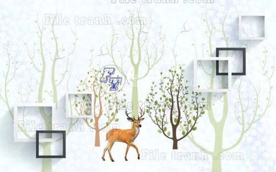 File tranh File tranh gốc dán tường hươu nai sừng K47127 (ảnh gốc) không bị mờ