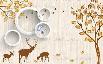 Tải file File tranh gốc dán tường hươu nai sừng K47141 (ảnh gốc) in gạch 3D