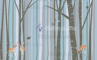 File tranh trang trí File tranh gốc dán tường hươu nai sừng K47146 (tải file gốc)