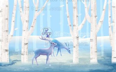 File tranh gốc in trần nhà File tranh gốc dán tường hươu nai sừng K47162 3D