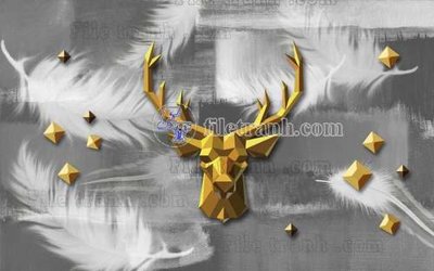 Download file File tranh gốc dán tường hươu nai sừng K47164 (gốc) in mica ốp bếp
