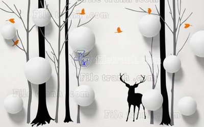 Ảnh mô tả file gốc in mica File tranh gốc dán tường hươu nai sừng K47172