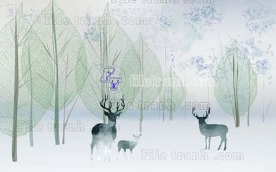 Download file gốc File tranh gốc dán tường hươu nai sừng K47182 (độ nét cao)