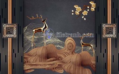 Ảnh mô tả file gốc in mica File tranh gốc dán tường hươu nai sừng K47203