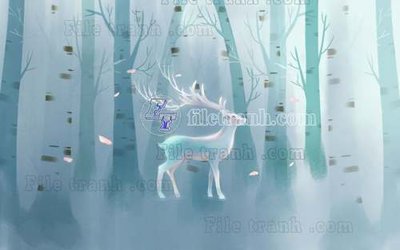 Tải file File tranh gốc dán tường hươu nai sừng K47207 (gốc) làm file thiết kế