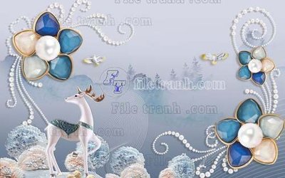 File tranh in tráng gương File tranh gốc dán tường hươu nai sừng K47214 (siêu nét)