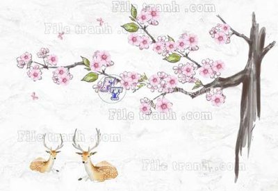 File tranh in trần File tranh gốc dán tường hươu nai sừng K47227 (ảnh gốc siêu nét)