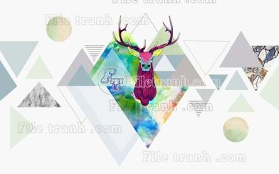 File gốc in ấn File tranh gốc dán tường hươu nai sừng K47231 độ phân giải cao