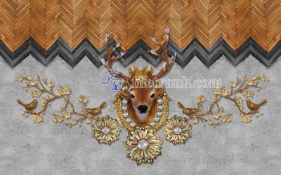 File tranh File tranh gốc dán tường hươu nai sừng K47234 (gốc) in film