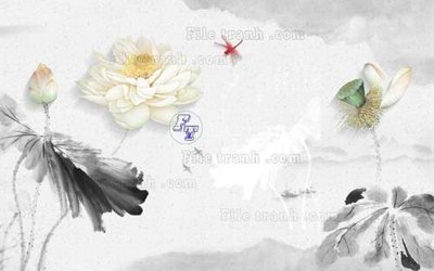 File tranh gốc in trần nhà File tranh gốc tranh tường hoa 3d đẹp K48026 3D