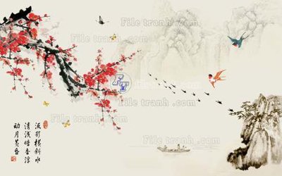 File gốc File tranh gốc tranh tường hoa 3d đẹp K48081 (in tráng gương) ốp tường