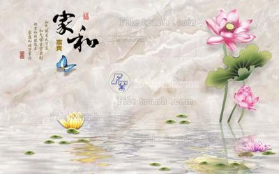 File gốc File tranh gốc tranh tường hoa 3d đẹp K48452 (in lụa) tranh mã đáo