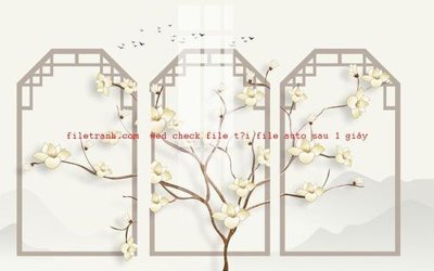 Download file gốc File gốc in tranh nền tường tổng hợp K56907 (in lụa) hoa lá