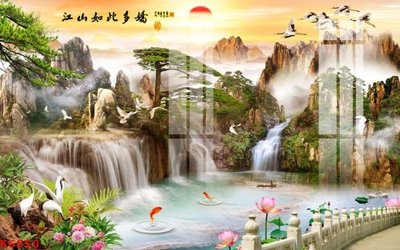 Tải file File gốc in tranh tổng hợp K6050 (gốc) chủ đề hoa sen