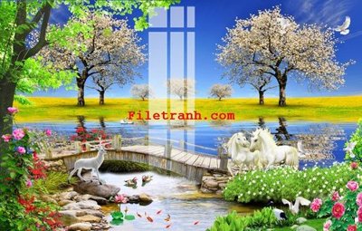 File gốc File gốc in tranh nền tường tổng hợp K61918 (in lụa) hoa văn cổ điển