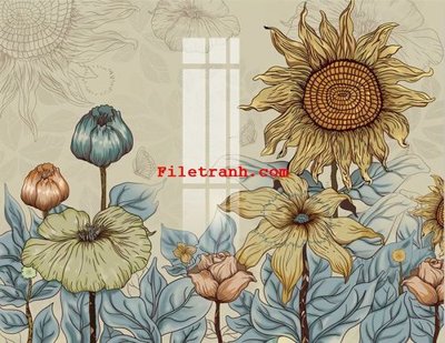 File tranh ảnh gốc File gốc in tranh nền tường tổng hợp K61984 dùng cho in khổ lớn